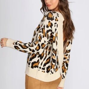 NWT Windsor Leopard Print open back sweater